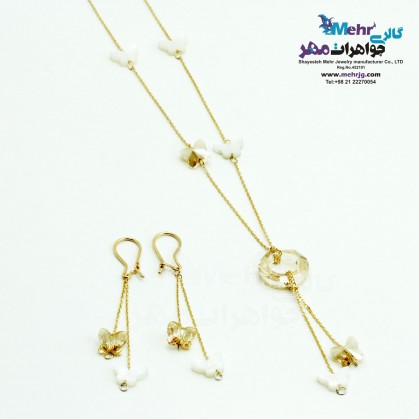 Half set of gold - Necklace and Earring - Butterfly Design-SS0210
